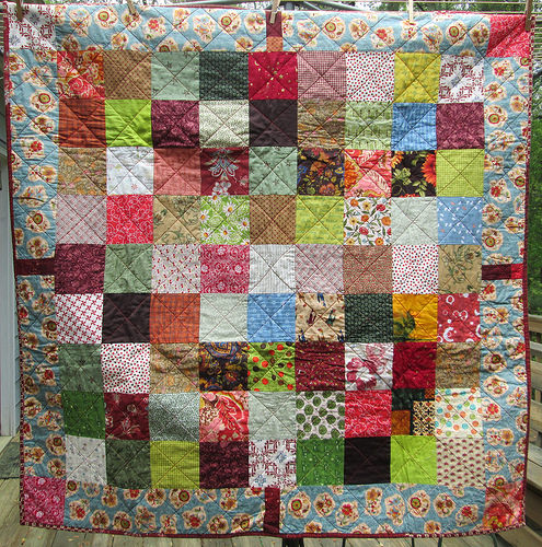 Blue and Burgundy Baby Quilt