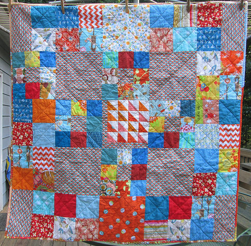 Orange & Teal Baby Quilt