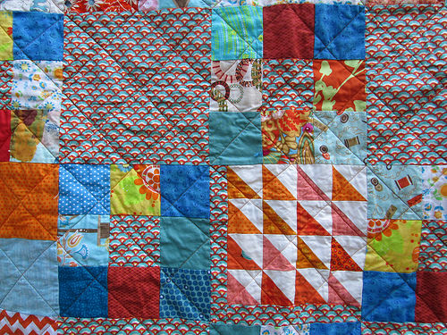 Orange & Teal Baby Quilt