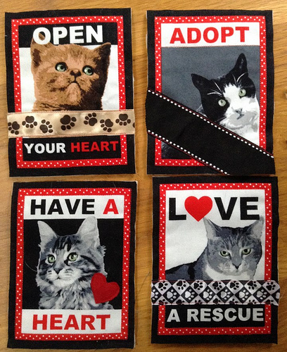 Animal rescue fabric postcards
