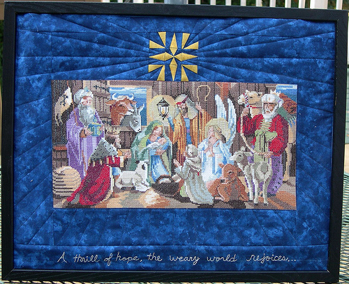 Finished Re-Framed Nativity Cross-Stitch