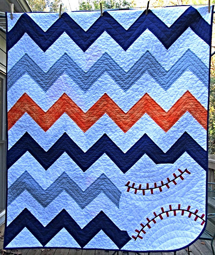 Chevron Baseball Baby Quilt