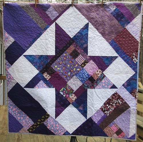 Scrappy Purple Star Quilt