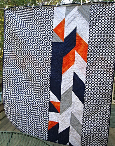 Chevron Baseball Baby Quilt - Back